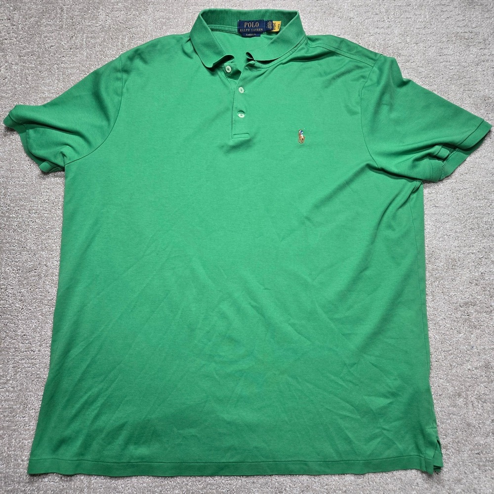 Polo Ralph Lauren Mens XL Green Classic Fit Short Sleeve Pony Logo Polo Shirt